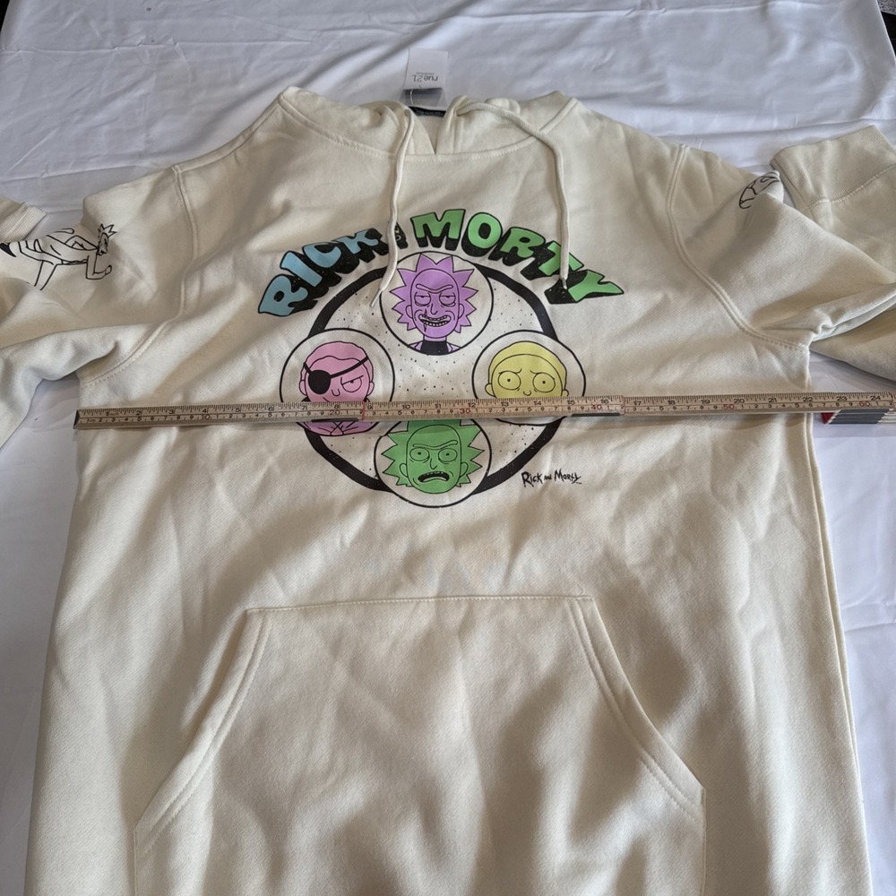 NWT Men's Rick and Morty Ivory Pullover Hoodie Long Sleeve Graphic Print Sz XL - Picture 6 of 9